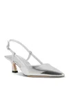 Stuart Weitzman Women's Vinnie 50 Slingback Kitten Heels In Silver