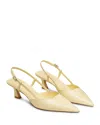 Stuart Weitzman Vinnie Leather Kitten Slingback Pumps In Light Gold