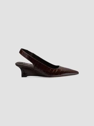 Stuart Weitzman Women's Vinnie 50mm Croc-embossed Patent Leather Slingback Pumps In Midnight Espresso