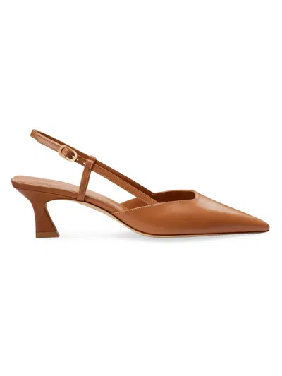 Stuart Weitzman Women's Vinnie 50mm Leather Slingback Pumps In Brown