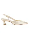 Stuart Weitzman 50mm Vinnie Metallic Leather Slingback Pumps In Silver