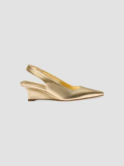 Stuart Weitzman Women's Vinnie 50mm Leather Wedge Slingback Pumps In Light Gold