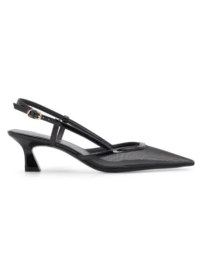 STUART WEITZMAN WOMEN'S VINNIE 50MM MESH KITTEN-HEEL SLINGBACK PUMPS