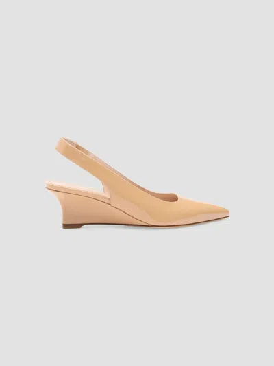 Stuart Weitzman Vinnie 50mm Patent Leather Slingback Pumps In Neutral