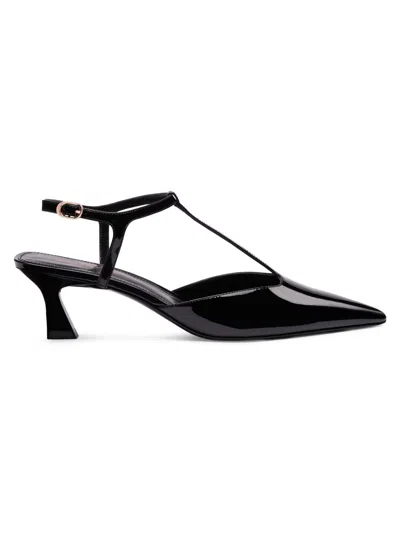 Stuart Weitzman 50mm Vinnie Patent Leather T-strap Pumps In Black