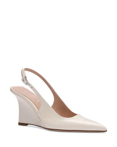 Stuart Weitzman Women's Vinnie 85 Slingback Wedge Pumps In White