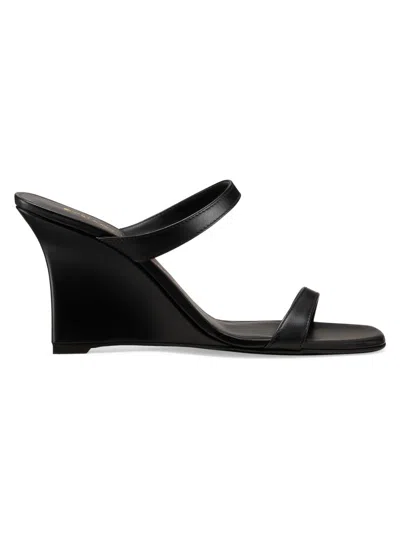 Stuart Weitzman Women's Vinnie 85mm Wedge Slide Sandals In Black