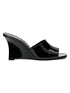 Stuart Weitzman 85mm Vinnie Patent Leather Wedge Mules In Black