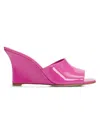 Stuart Weitzman 85mm Vinnie Patent Leather Wedge Mules In Purple