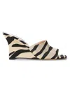 Stuart Weitzman 85mm Vinnie Zebra-printed Wedge Mules In Neutral