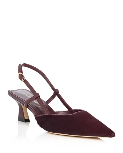 Stuart Weitzman 50mm Vinnie Calf Hair Slingback Pumps In Burgundy