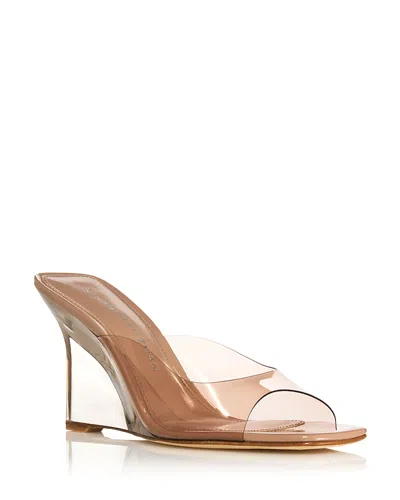 Stuart Weitzman Women's Vinnie Lucite 85 Mules In Brown