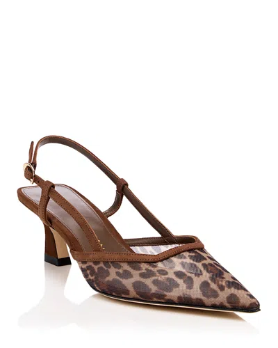 Stuart Weitzman 50mm Vinnie Leopard Mesh Slingback Pumps In Animal Print