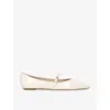 Stuart Weitzman Emilia Mary Jane Flat In White
