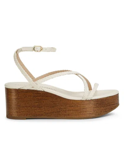Stuart Weitzman Wovette Braided Leather Platform Sandals In Ecru