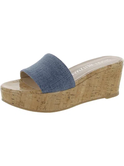 Stuart Weitzman Womens Denim Cork Wedge Sandals In Multi