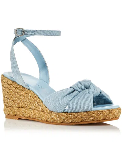 Stuart Weitzman Womens Denim Knot-front Platform Sandals In Multi