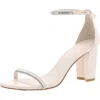 Stuart Weitzman Womens Embellished Feathers Block Heel In White