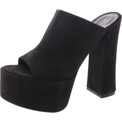 Stuart Weitzman Womens Faux Suede Mules In Black