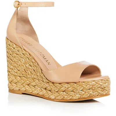 Stuart Weitzman Womens Leather Ankle Strap Wedge Sandals In Black