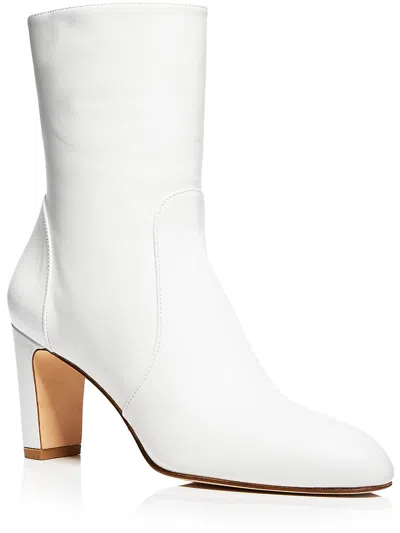 Stuart Weitzman Vida Leather Block-heel Booties In White
