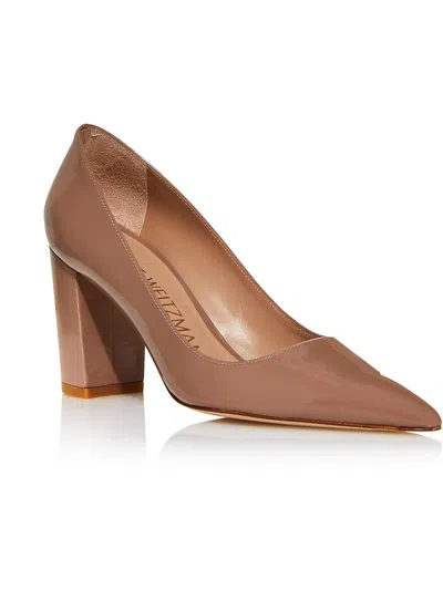 Stuart Weitzman Womens Patent Leather Pointed Toe Pumps In Beige