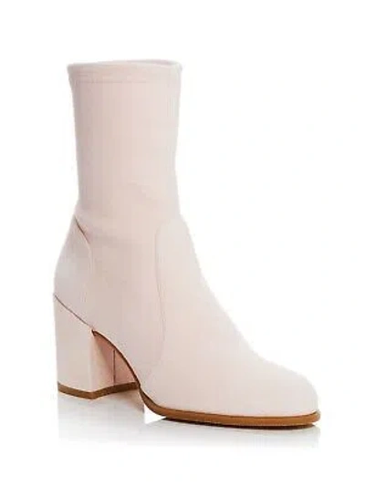 Pre-owned Stuart Weitzman Womens Pink Tallulah Round Toe Block Heel Leather Booties 6.5 B