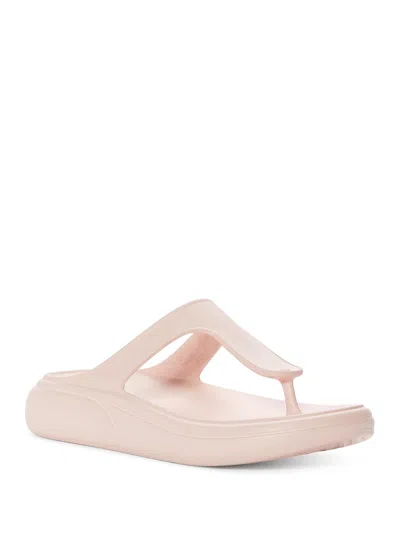 Stuart Weitzman Stuflex Sandals Womens Us 8 Rosewater Slip On Wedge Thong Khd574 In Pink