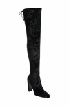 Stuart Weitzman Womne's Vidaland Stretch Crushed Velvet Otk Boots In Black