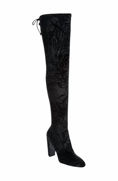 Stuart Weitzman Womne's Vidaland Stretch Crushed Velvet Otk Boots In Black