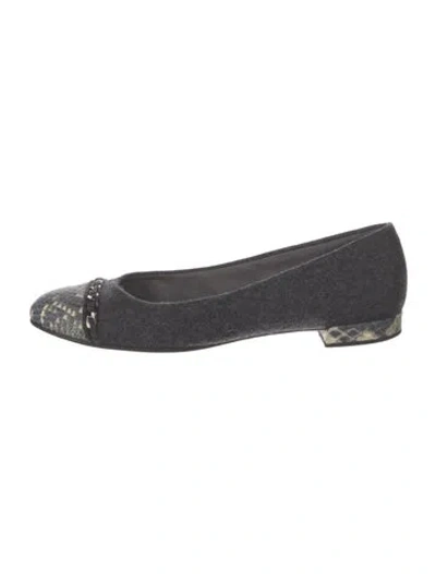 Pre-owned Stuart Weitzman Wool Animal Print Ballet Flats In Gray