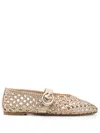 Stuart Weitzman 'thea Maryjane' Gold Colored Ballerinas With Perforated Design In Gold