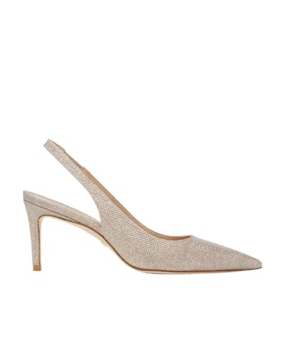 Stuart Weitzman Woven-design Pointed 90mm Pumps In Nude