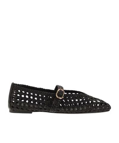 Stuart Weitzman Woven Flat Shoes In Black