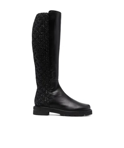 Stuart Weitzman Woven Knee-high Boots In Black