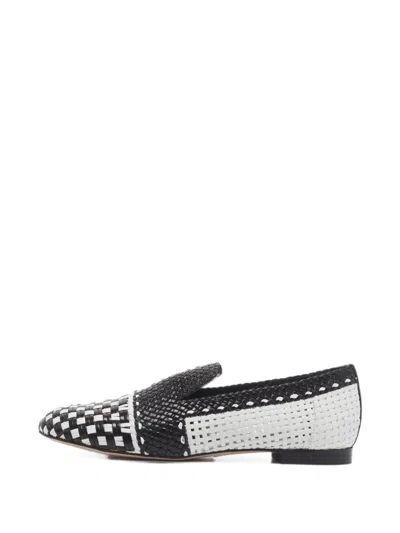 Pre-owned Stuart Weitzman Woven Leather Loafers In Black