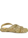 Stuart Weitzman Woven Leather Sandals In Gold