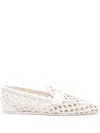 Stuart Weitzman Thea Woven Leather Loafers In Cream