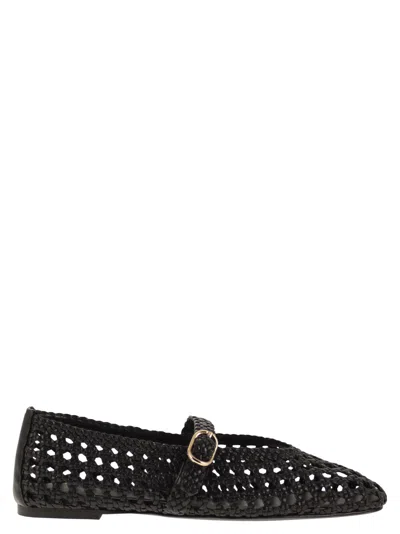 Stuart Weitzman Woven Nappa Leather Flats With Strap
