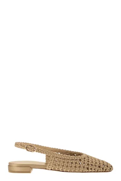 Stuart Weitzman Woven Satin Slingback Flats With Pointed Toe In Brown