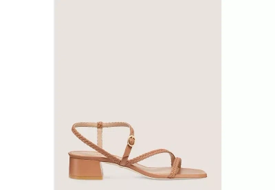 Stuart Weitzman Wovette 35 Flareblock Sandal In Tan