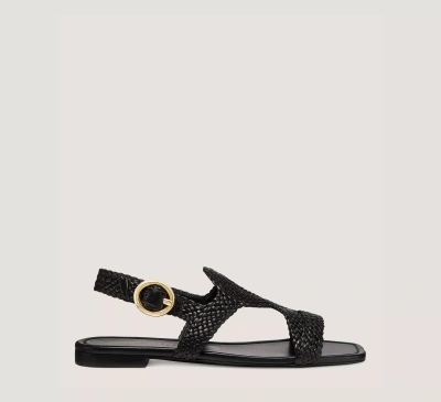 Stuart Weitzman Wovette Flat Sandal In Black