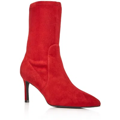 Stuart Weitzman Wren 75 Womens Suede Pointed Toe Ankle Boots In Red
