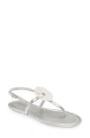 Stuart Weitzman X Sandy Liang T-strap Slingback Sandal In Silver/white