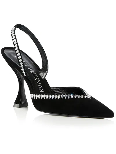 STUART WEITZMAN XCURVE 100 WOMENS CRYSTAL POINTED TOE PUMPS
