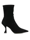 Stuart Weitzman Xcurve 85 Sock Bootie Suede Stretch In Black