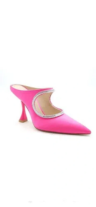 Pre-owned Stuart Weitzman Xcurve Crystal 100 Mule Pump Satin Magenta $595 Pick Size In Purple