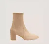 Stuart Weitzman Yuliana Stretch Suede Ankle Booties In Cashmere