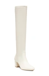 Stuart Weitzman Yuliana Leather Knee Boots In Cream.