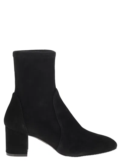 Stuart Weitzman Yuliana 60 Suede Leather Ankle Boot In Black